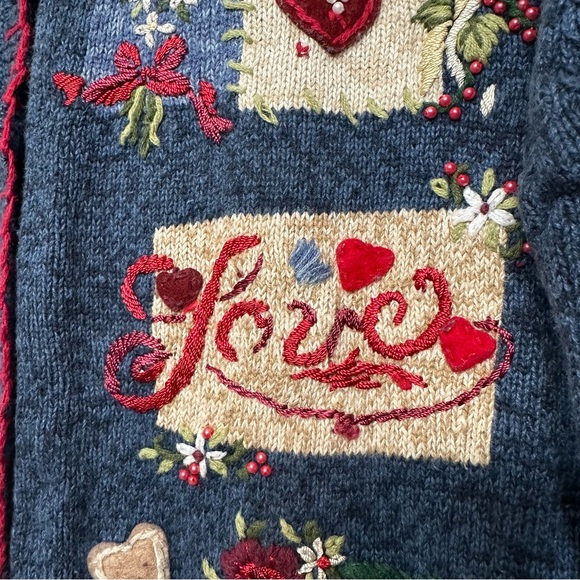 VTG Heirloom Collectables Red and Blue Sweater Valentines Women’s Sweater Size L - Picture 5 of 11